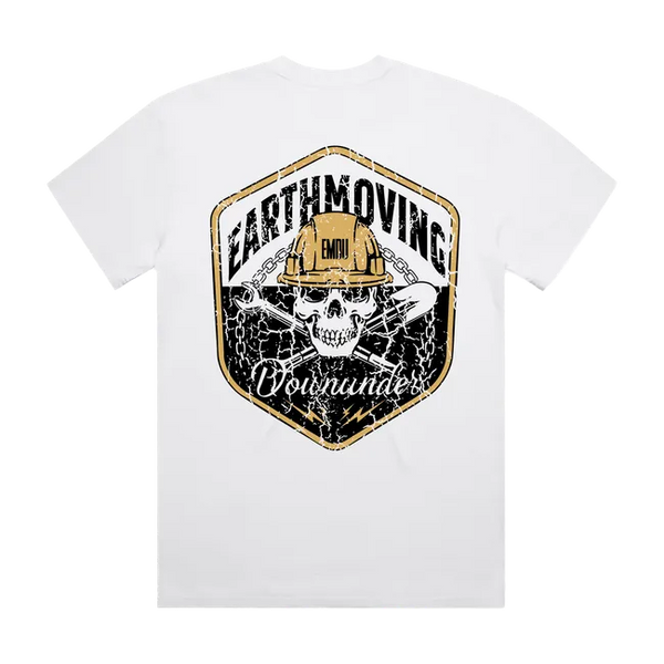 DISTRESSED EMDU SKULL FADED OVERSIZED Heavyweight T Shirt for Operators & Tradies