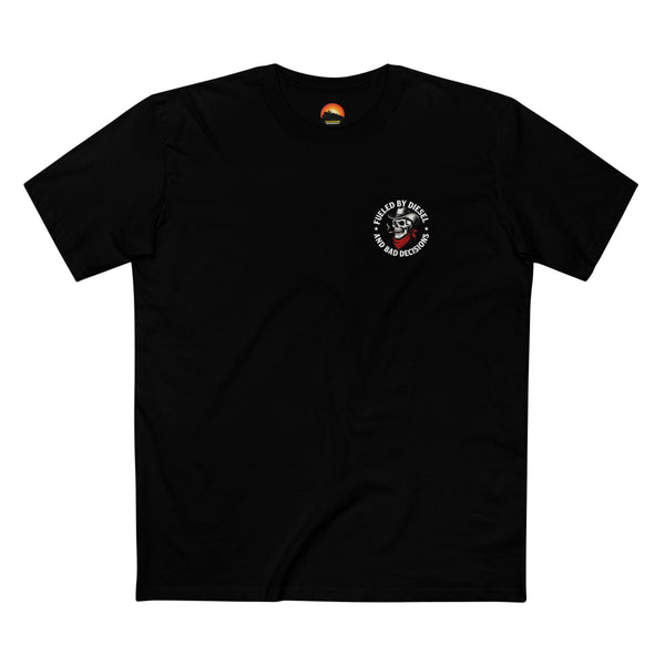 Fueled by Diesel & Bad Decisions Skull T-Shirt – Premium Heavy Equipment Operator Apparel