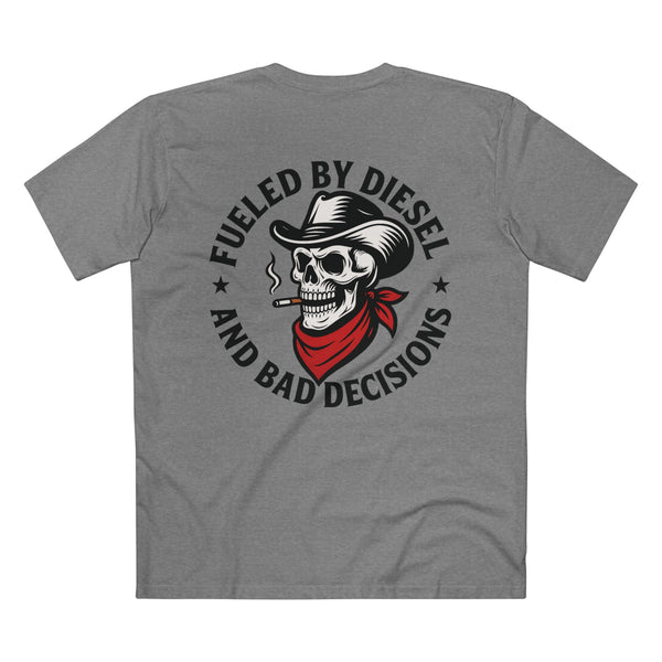 Fueled by Diesel & Bad Decisions Skull T-Shirt – Premium Heavy Equipment Operator Apparel