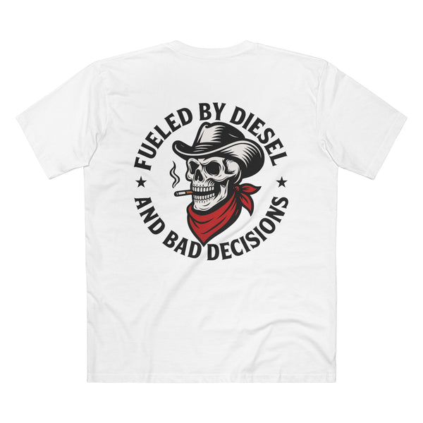 Fueled by Diesel & Bad Decisions Skull T-Shirt – Premium Heavy Equipment Operator Apparel