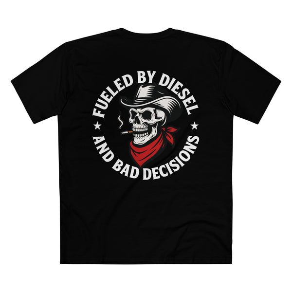 Fueled by Diesel & Bad Decisions Skull T-Shirt – Premium Heavy Equipment Operator Apparel