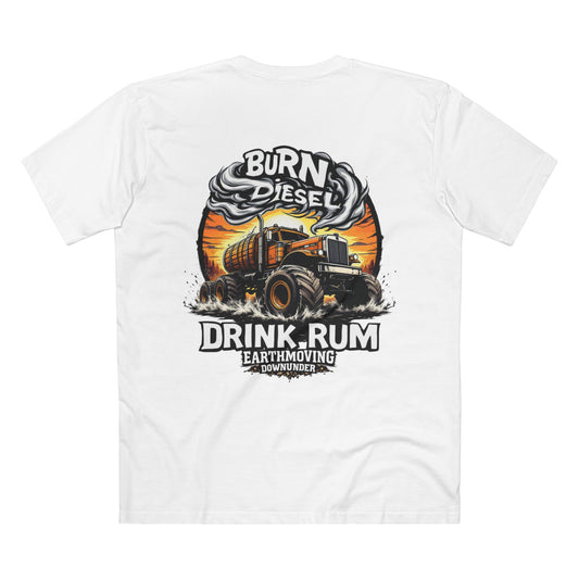 Burn Diesel, Drink Rum - Monster Truck Logo T-Shirt