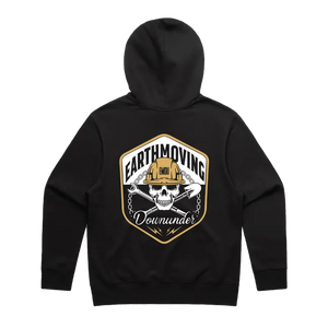 EMDU "WORKER" LOGO OVERSIZED BLACK HEAVY HOOD - EARTHMOVING EDITION