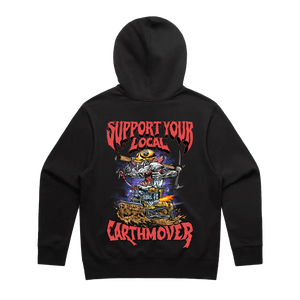 Support Your Local Earthmover ALL BLACK Heavy Oversized Hoodie VIP EDITION