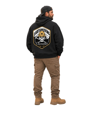 EMDU "WORKER" LOGO BLACK OVERSIZED BLACK HEAVY HOOD - EARTHMOVING EDITION