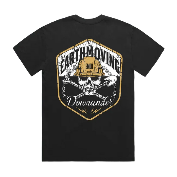 DISTRESSED EMDU SKULL FADED OVERSIZED Heavyweight T Shirt for Operators & Tradies