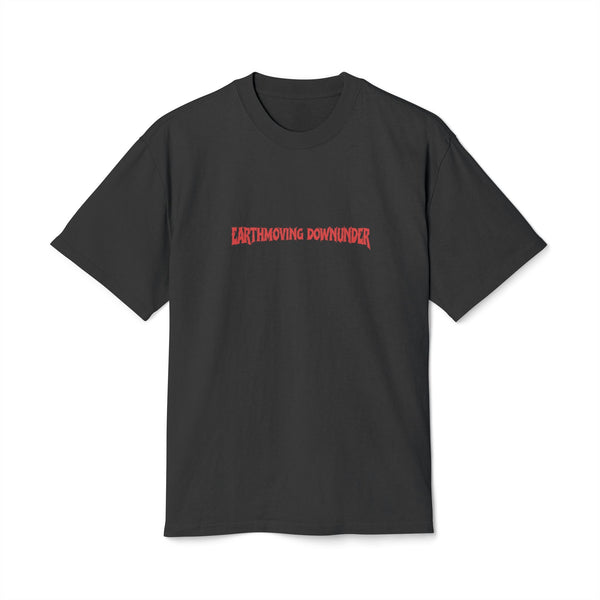 Support Your Local Earthmover - Faded Oversized Heavy T-Shirt - Heavy Equipment Rat Fink Dozer