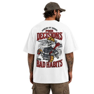 Fueled on Diesel, Poor Decisions & Bad Habits Oversized Vintage STYLE T-Shirt