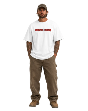 Support Your Local Earthmover - Faded Oversized Heavy T-Shirt - Heavy Equipment Rat Fink Dozer