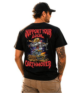 Support Your Local Earthmover - D11 Dozer - PREMIUM T-SHIRT FOR HEAVY EQUIPMENT FANS