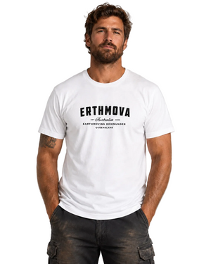 “ERTHMOVA” White T-Shirt | Earthmoving Downunder