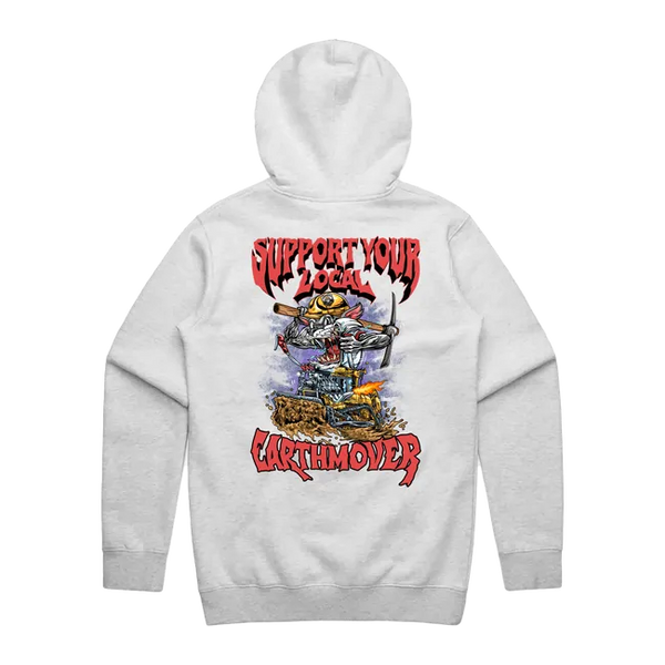 Support Your Local Earthmover Hoodie - Premium Operator Apparel Rat Fink Style