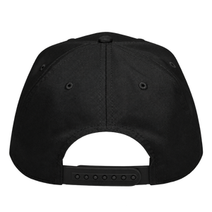 Rear view of the black Otto 31-069 cap showing solid fabric panels and adjustable plastic snapback closure.