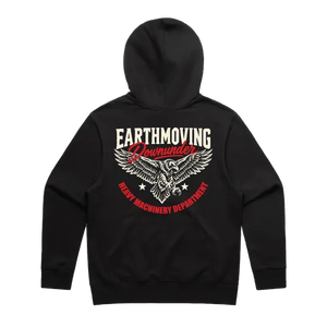 Earthmoving Downunder Wedge-tailed Eagle Oversize Hoodie in black — eagle back artwork