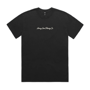 Heavy Machinery Dept. T-Shirt – Heavy Iron Filming Co. — AS Colour 5082, faded black, front; original Printbar stock image