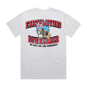 We Built the Land Down Under Tee — AS Colour 5080, white, back; original Printbar stock image