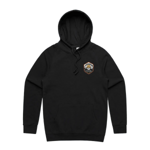 Support Your Local Earthmover Hoodie — VIP Edition — AS Colour 5101, black, front; original Printbar stock image