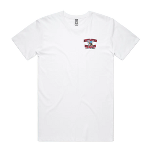 We Built the Land Down Under Tee — AS Colour 5001, white, front; original Printbar stock image