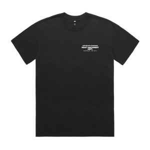 Heavy Machinery Dept. Vintage Oversize Fit Tee — AS Colour 5082, faded black, front; original Printbar stock image