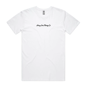 Heavy Machinery Dept. T-Shirt – Heavy Iron Filming Co. — AS Colour 5001, white, front; original Printbar stock image