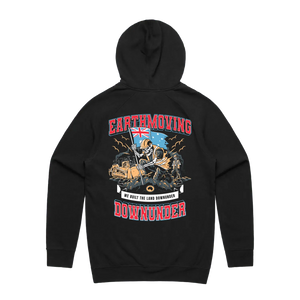 We Built the Land Downunder Hoodie — AS Colour 5101, black, back; original Printbar stock image