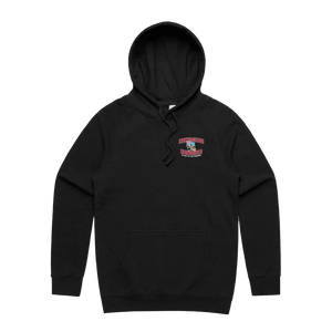 We Built the Land Downunder Hoodie — AS Colour 5101, black, front; original Printbar stock image