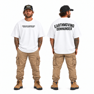 Express Parts Heavy Oversize in White — front and back, black print