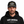 Model wearing the black Heavy Iron embroidered SnapBack and ERTHMOVA hoodie, front close-up. Hoodie sold separately.