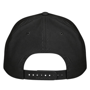 Rear view of the black Heavy Iron SnapBack with plain rear fabric and an adjustable snapback closure.